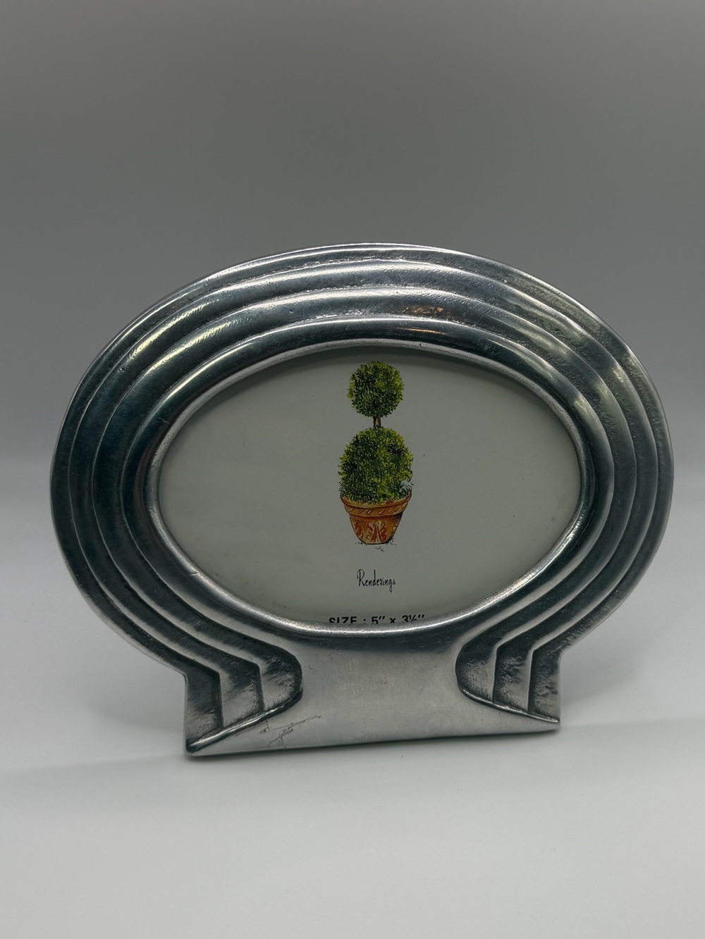 Vintage Metal Renderings Oval Tabletop Frame 5” x 3.5”